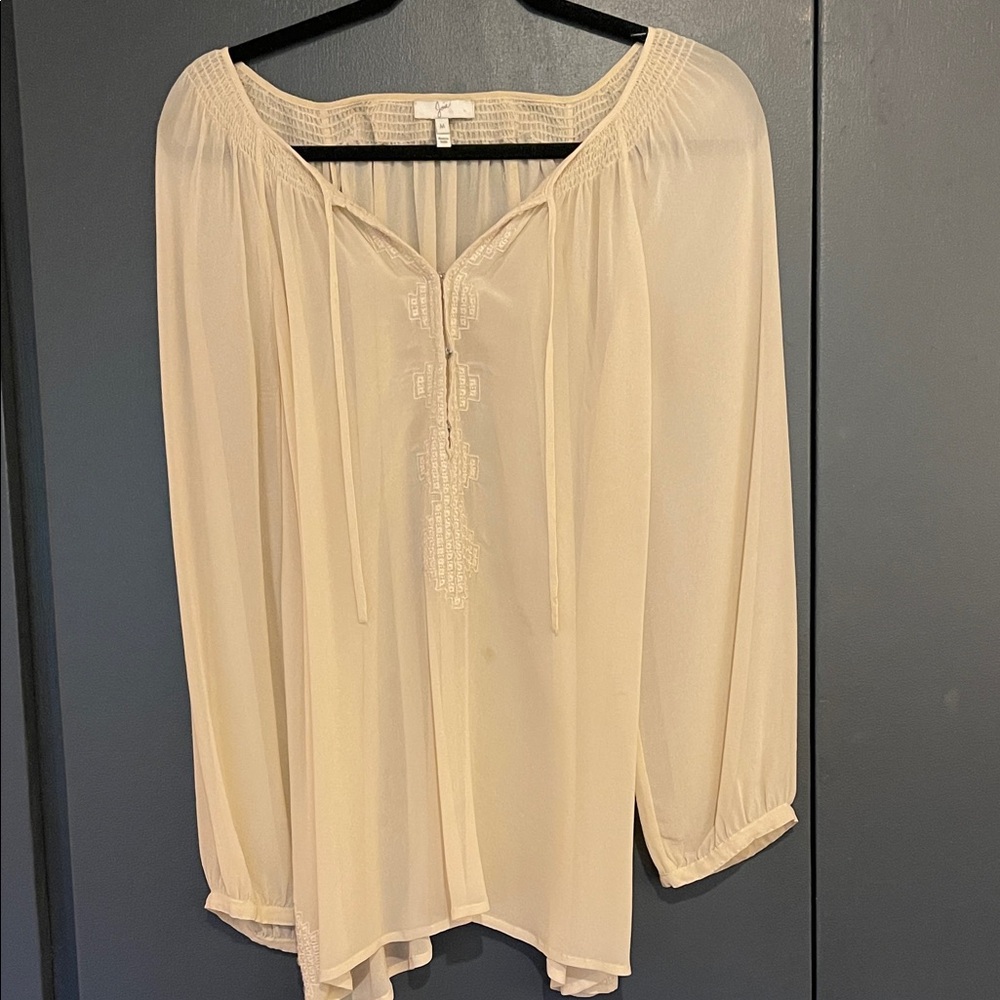 Joie Cream Blouse with Embroidered Detail